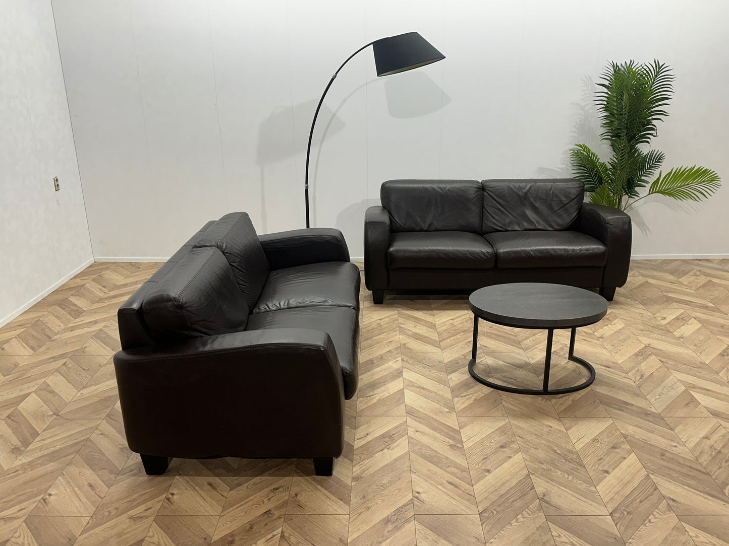 Bruine Echt Lederen Banken Set ~ Vaste Kussens