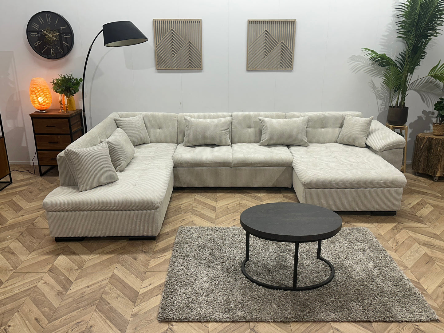 !Showroommodel! Witte Ribstof U Bank