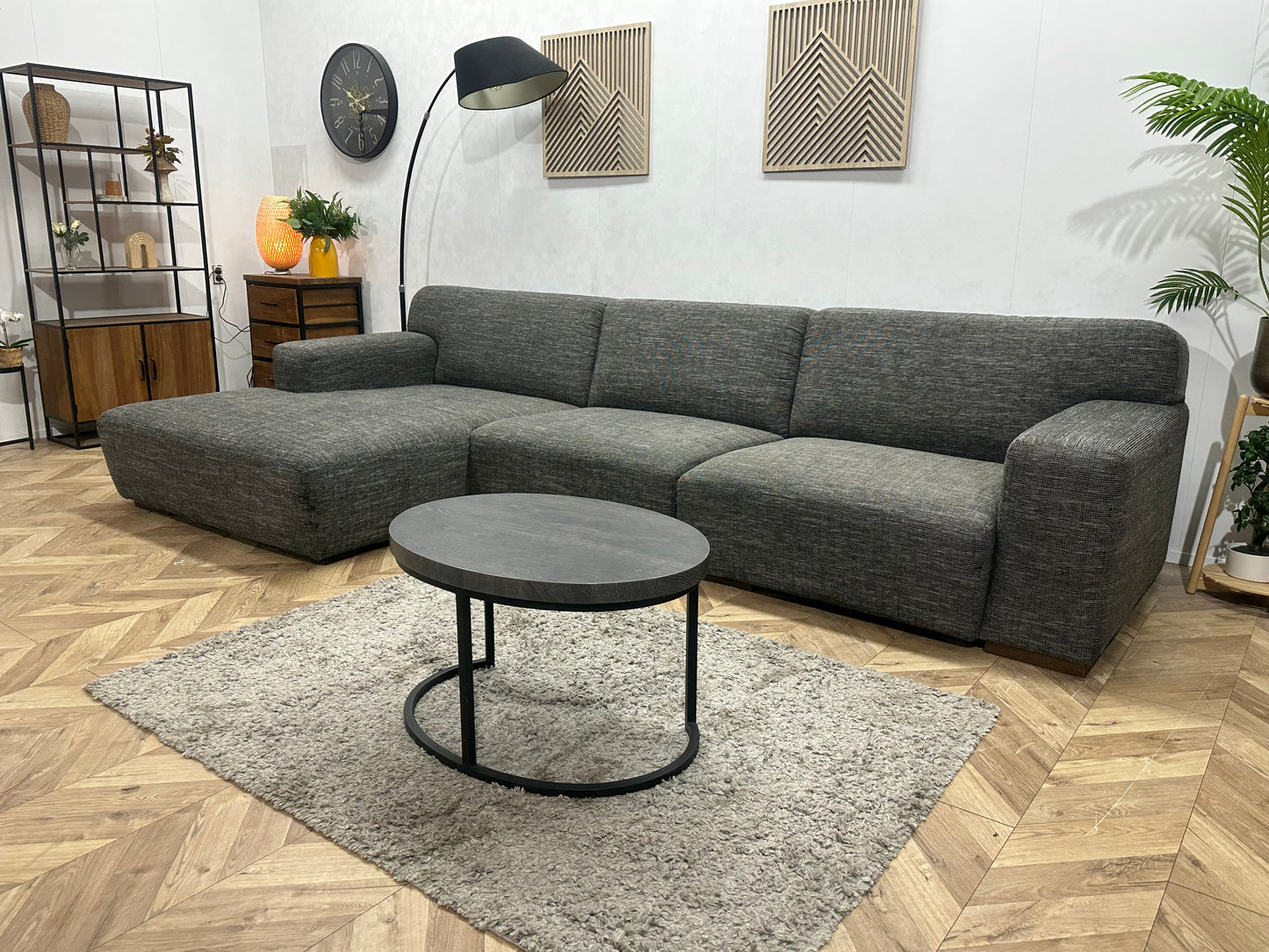 Antraciet Hoekbank ~ Vaste Kussens