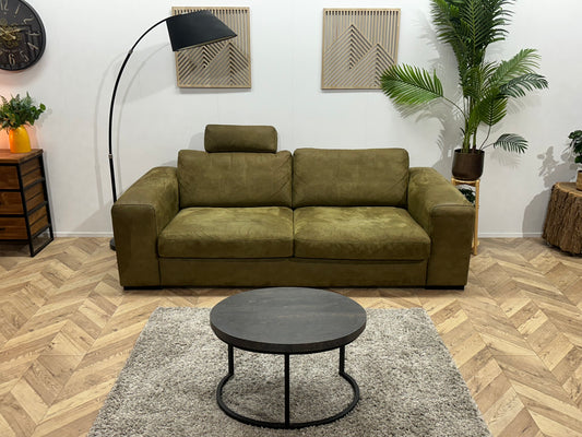 Montèl Groene Suède Stoffen 2.5-Zits Bank ~ Losse Kussens Met Afneembare Hoezen