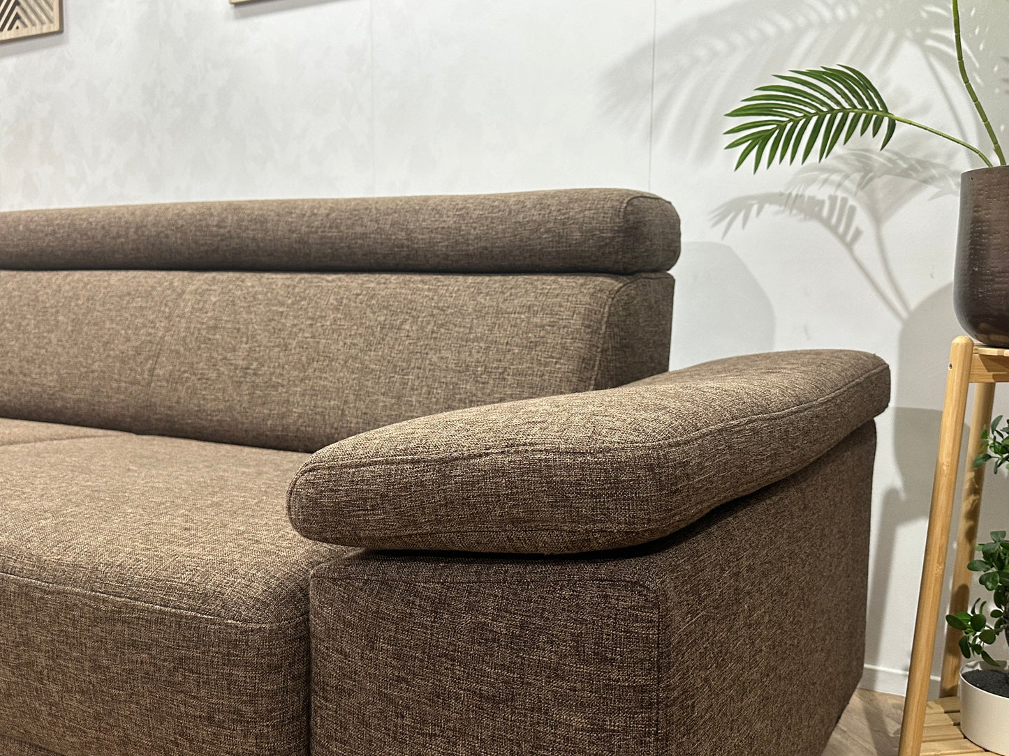 Bruine Hoekbank ~ Verstelbare Arm/Hoofdsteunen