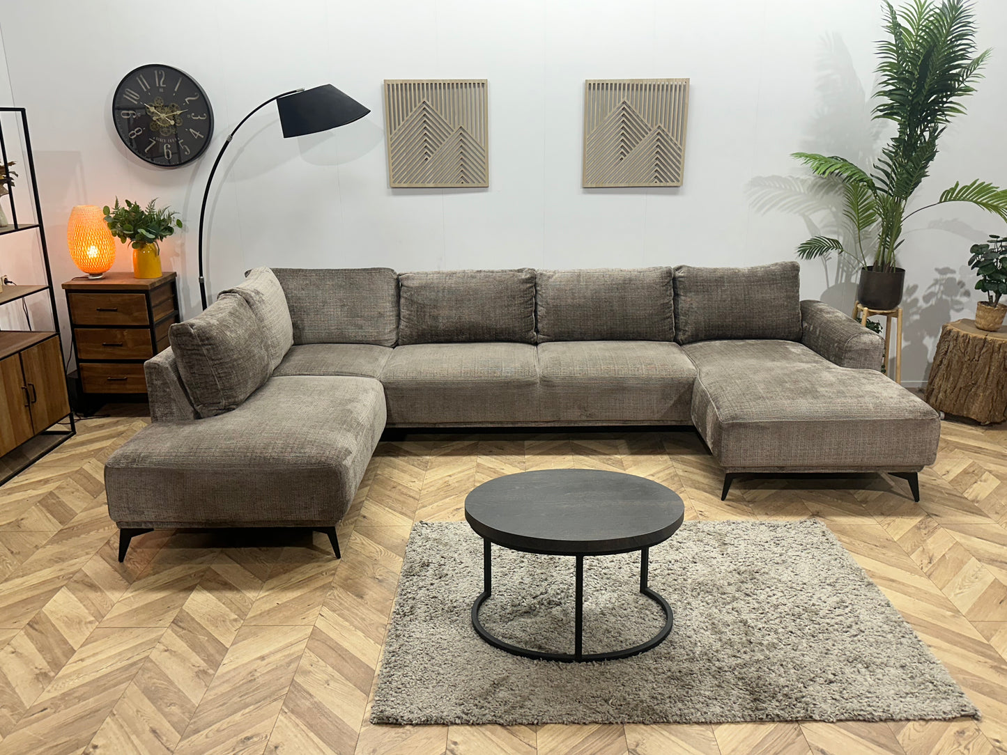 Bruine Cremona Stoffen U Bank ~ Losse Rugkussens Met Afneembare Hoezen