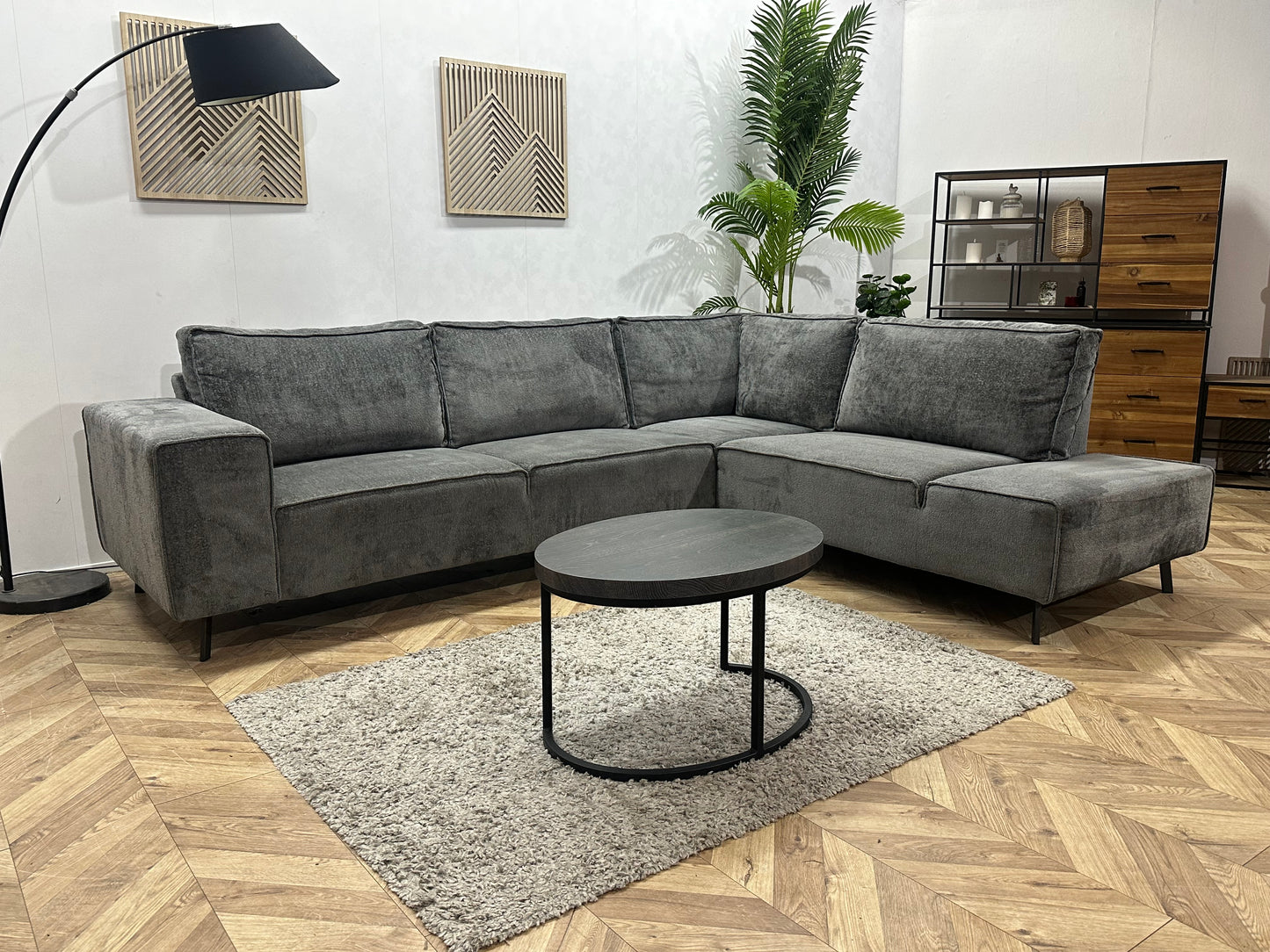 Antraciet Cremona Stoffen Hoekbank ~ Losse Rugkussens Met Afneembare Hoezen