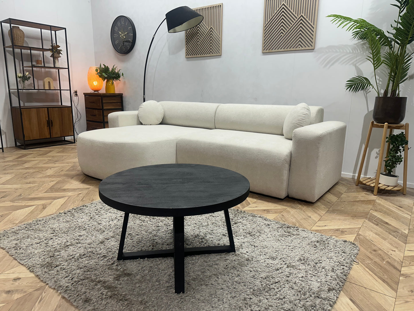 !Showroommodel! Witte Velvet Hoekbank ~ Slaapfunctie