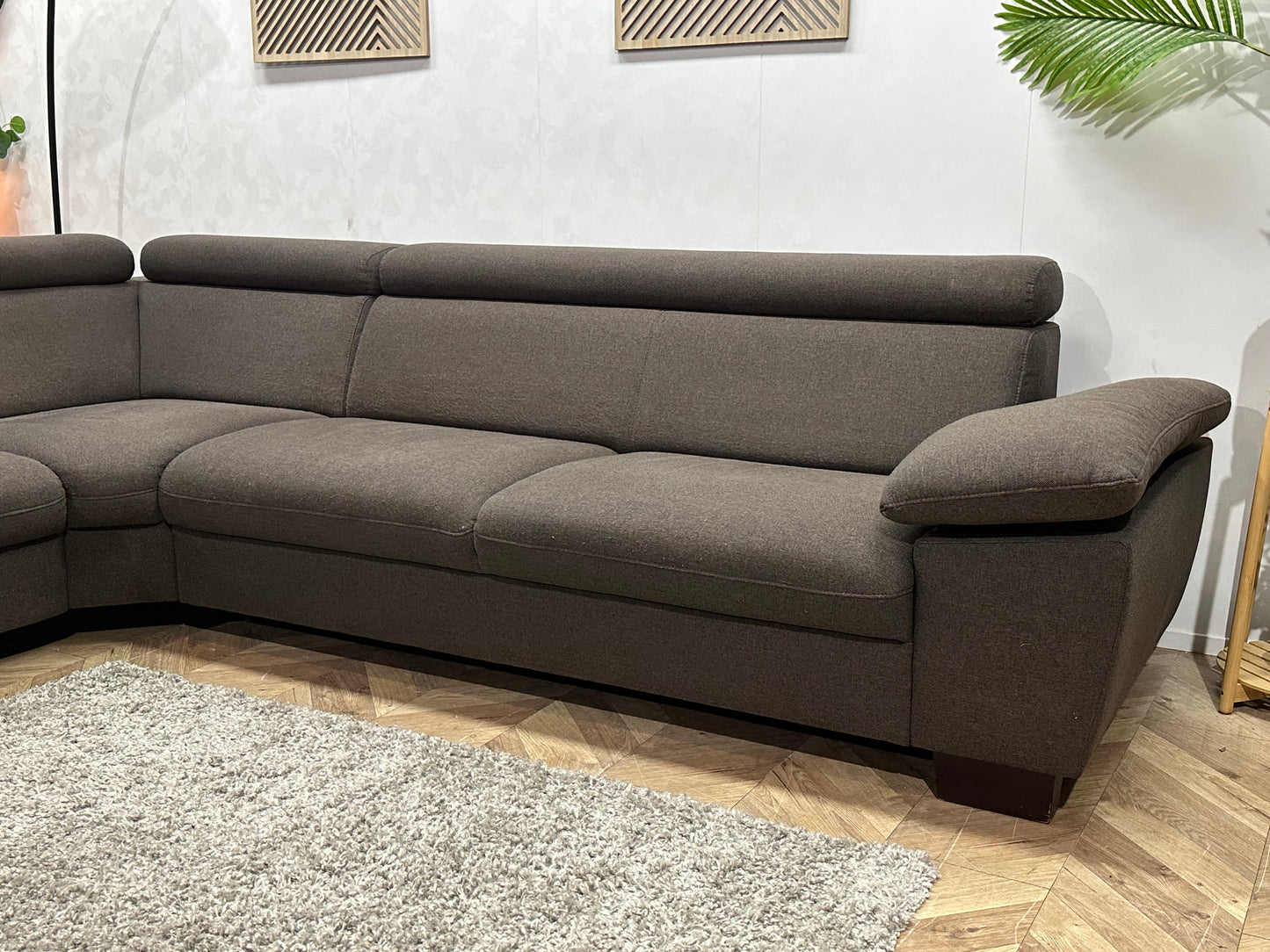 Antraciet Hoekbank ~ Verstelbare Arm/Hoofdsteunen