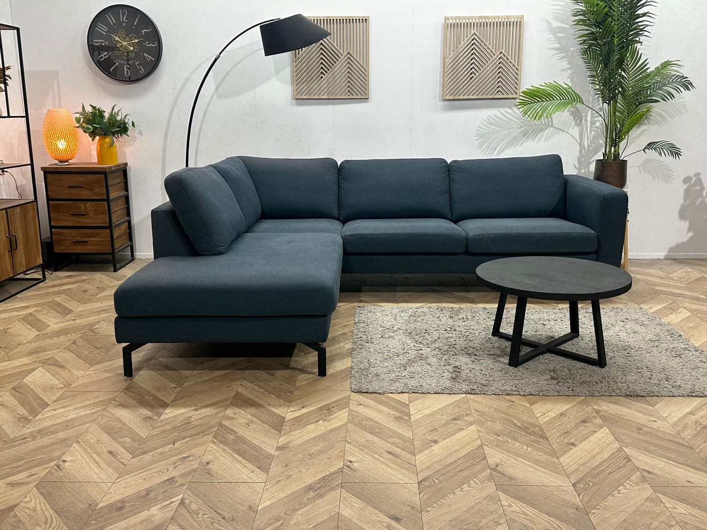 Blauwe Hoekbank ~ Losse Kussens Met Afneembare Hoezen