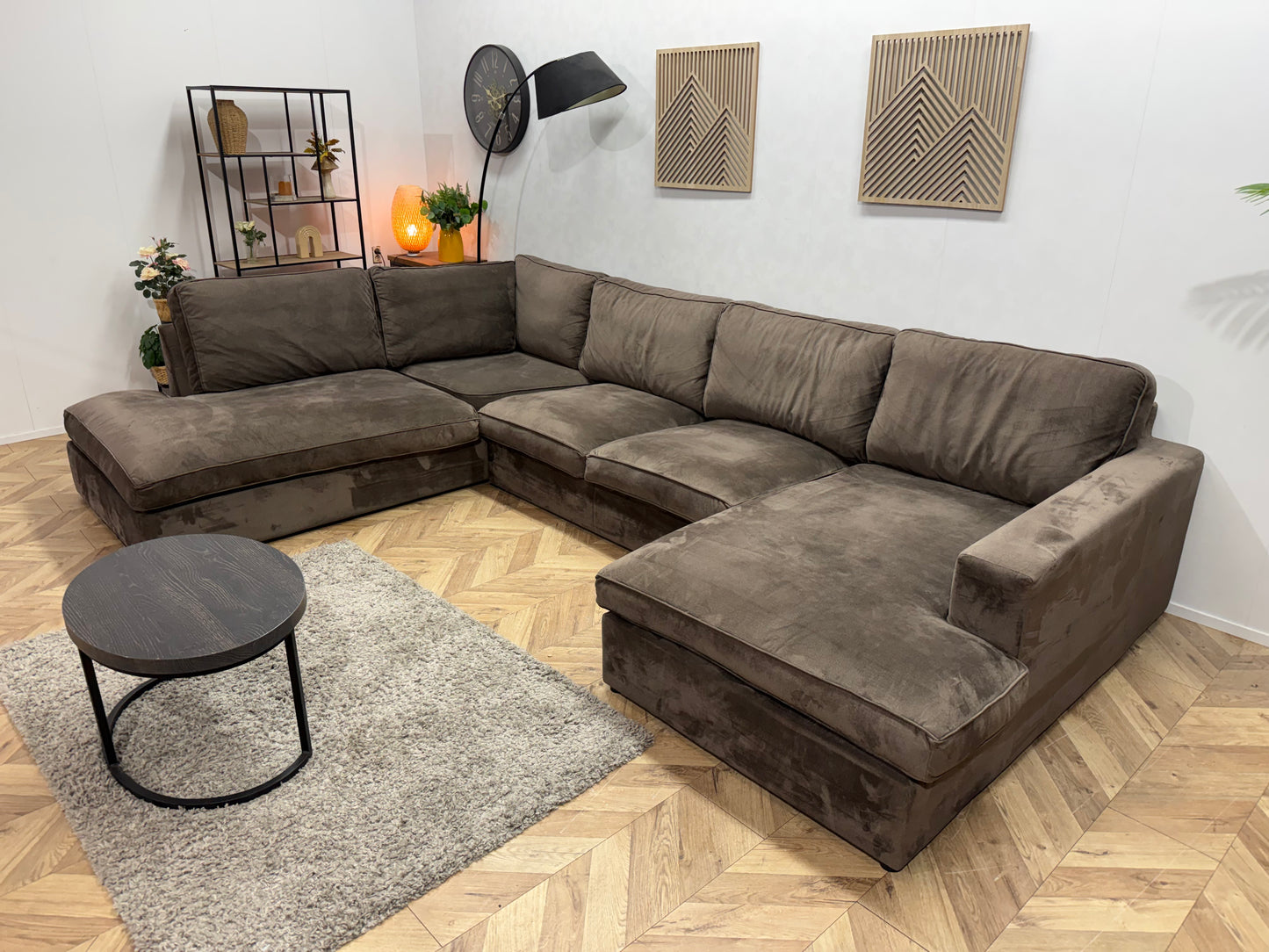 Bruine Velvet U Bank ~ Losse Kussens Met Afneembare hoezen