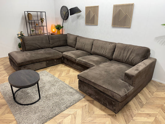 Bruine Velvet U Bank ~ Losse Kussens Met Afneembare hoezen