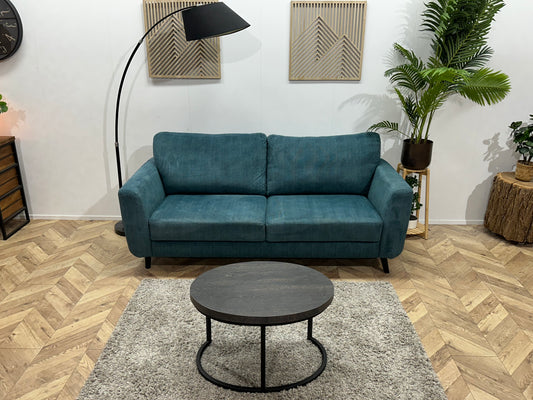 Blauwe Ribstof 2.5-Zits Bank ~ Losse Rugkussens Met Afneembare Hoezen