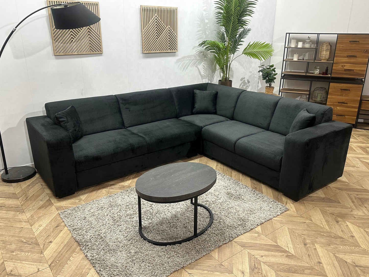 !Showroommodel! Zwarte Velvet Hoekbank