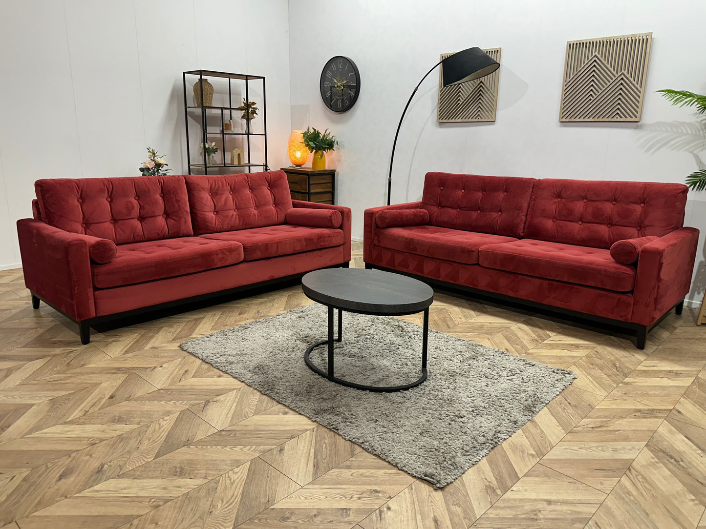 Rode Velvet Banken Set ~ Losse Kussens Met Afneembare Hoezen