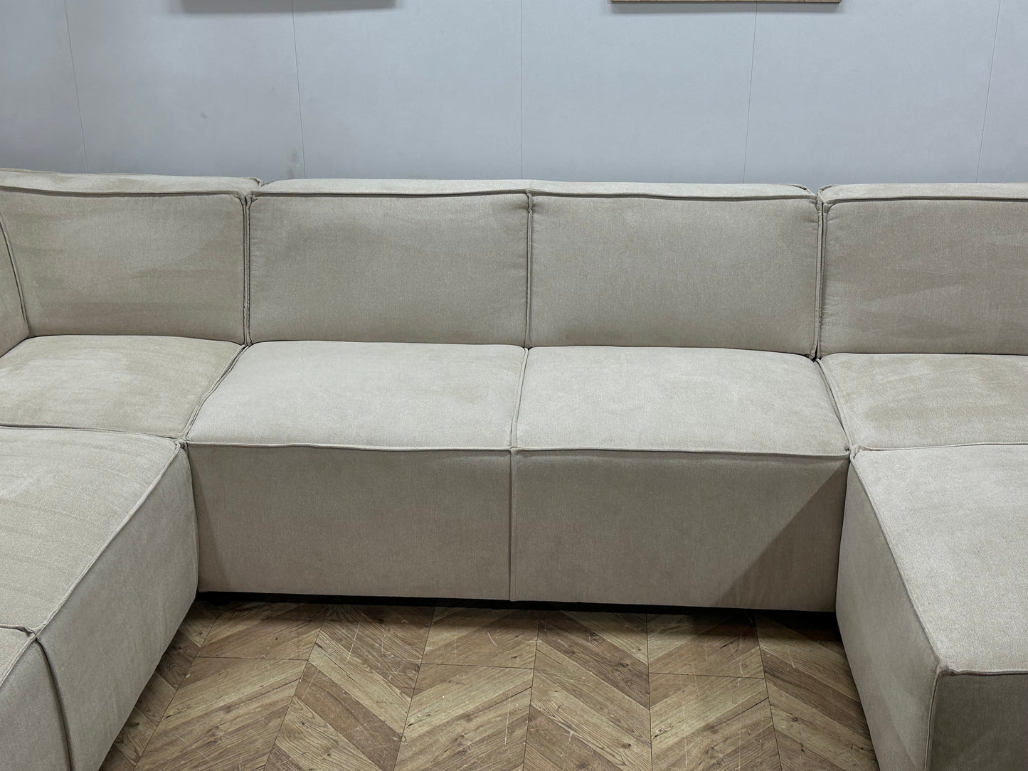 !Showroommodel! Crème Suède Stoffen U Bank