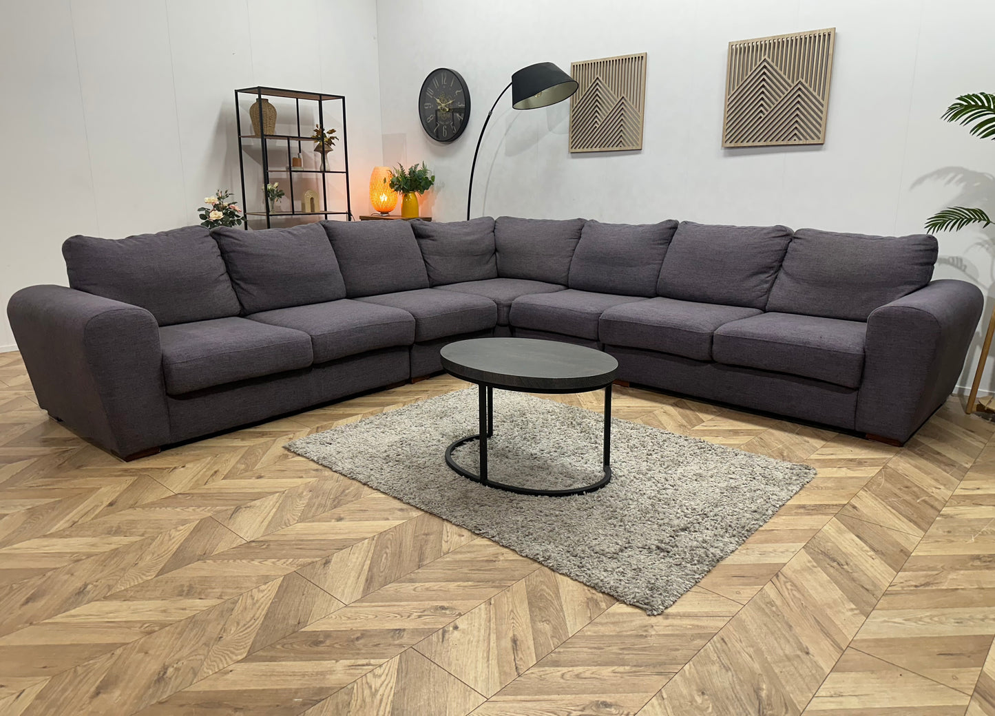 Grijze Hoekbank ~ Vaste Kussens