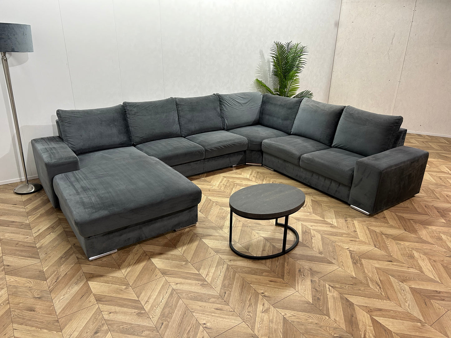 Blauwe Velvet U Bank ~ Losse Rugkussens Met Afneembare Hoezen