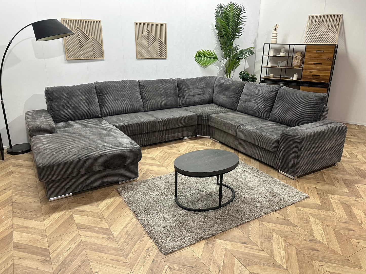 Antraciet Ribstof U Bank ~ Losse Rugkussens Met Afneembare Hoezen