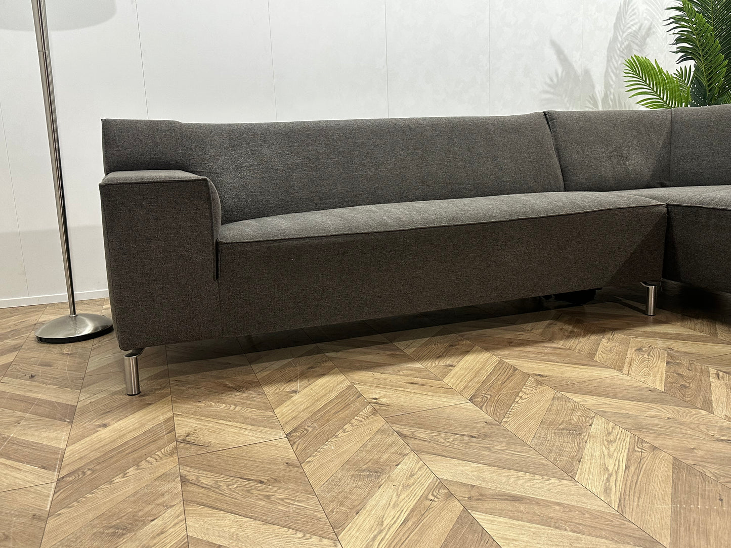 Grijze Design Hoekbank ~ Vaste Kussens