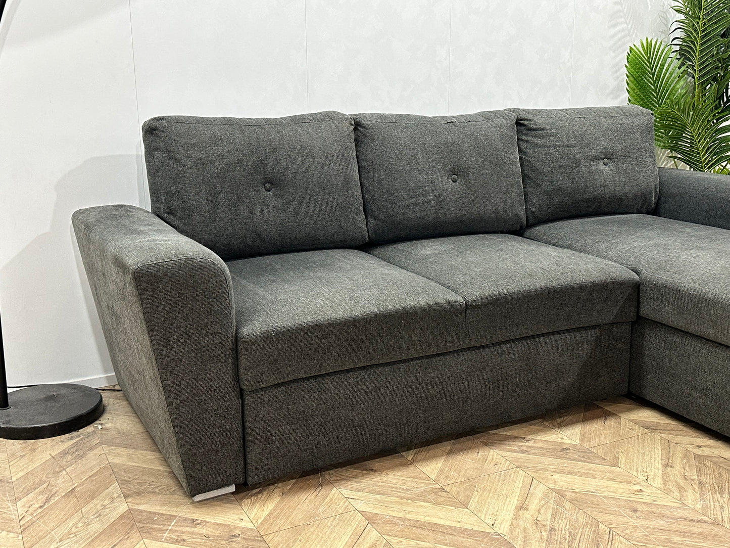 Grijze Hoekbank ~ Opbergruimte ~ Slaapfunctie