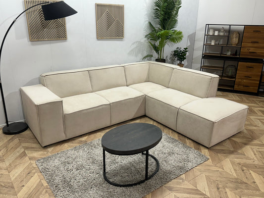 !Showroommodel! Crème Suède Stoffen Hoekbank