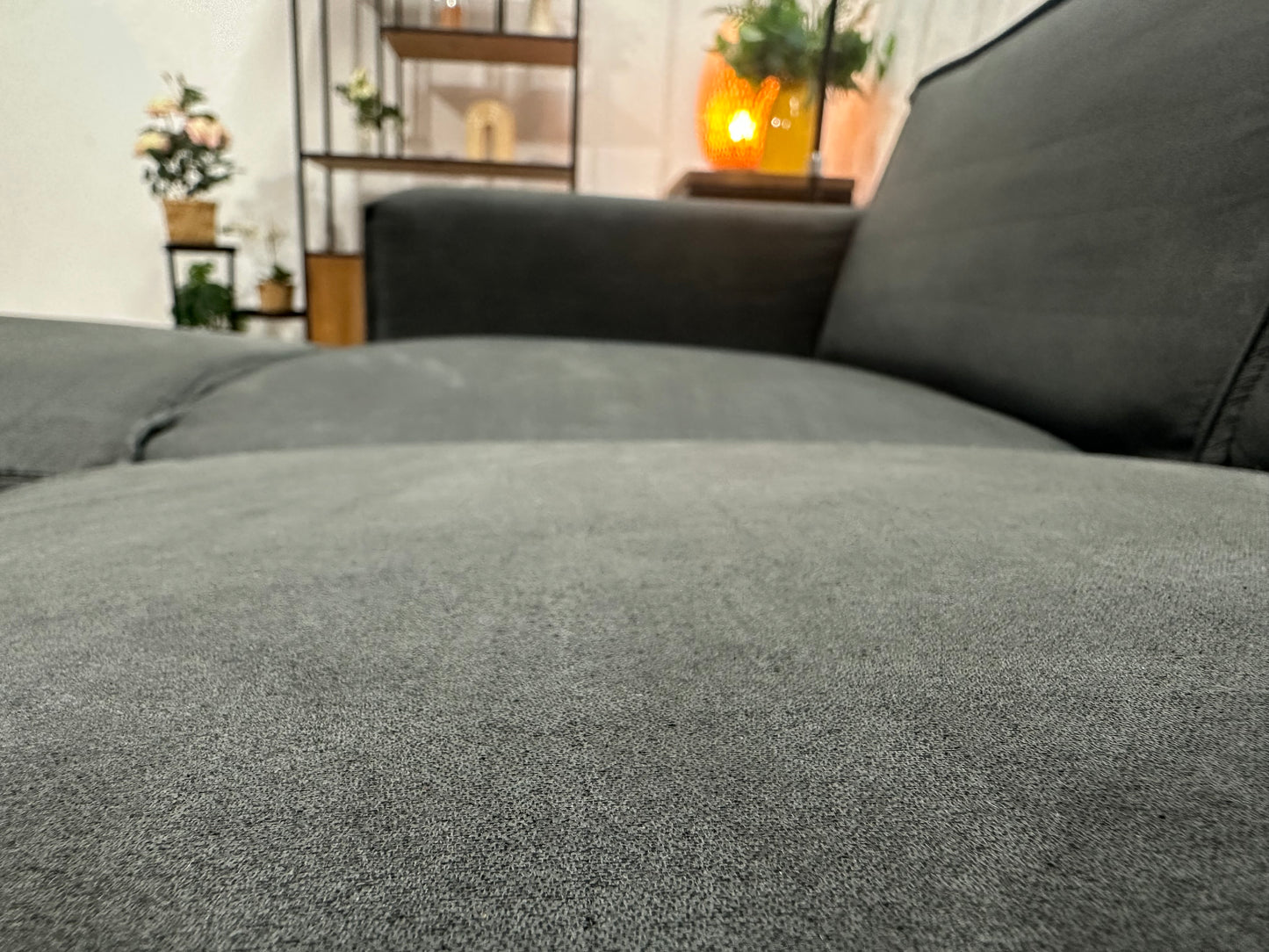 !Showroommodel! Antraciet Suède Stoffen U Bank