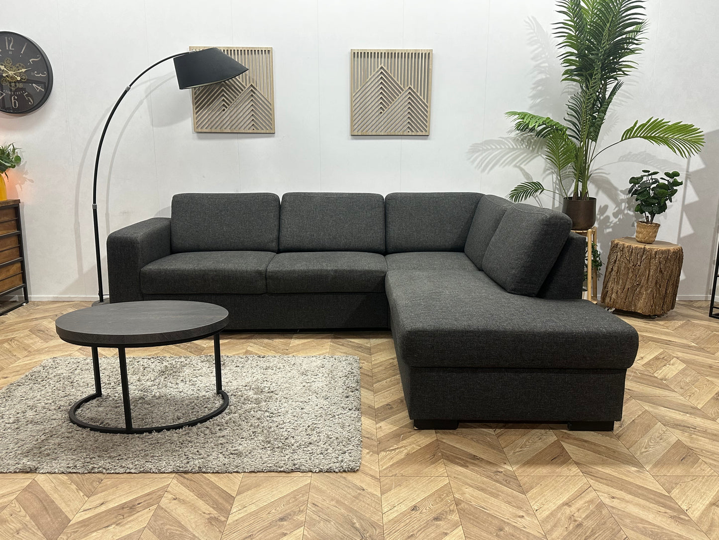 Antraciet Hoekbank ~ Losse Rugkussens met Afneembare Hoezen