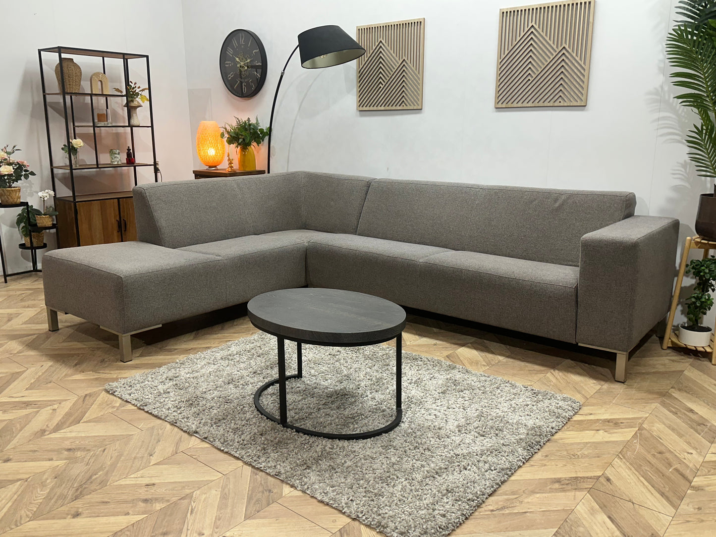Montèl Grijze Hoekbank ~ Vaste Kussens