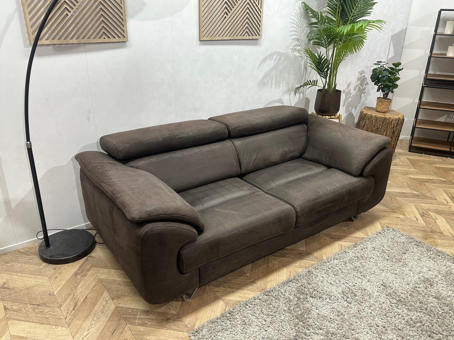 H&H Antraciet 2.5-Zits Bank ~ Verstelbare Hoofdsteunen