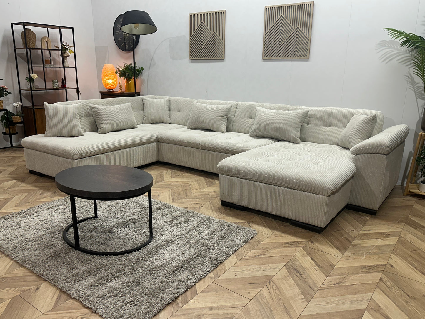 !Showroommodel! Witte Ribstof U Bank
