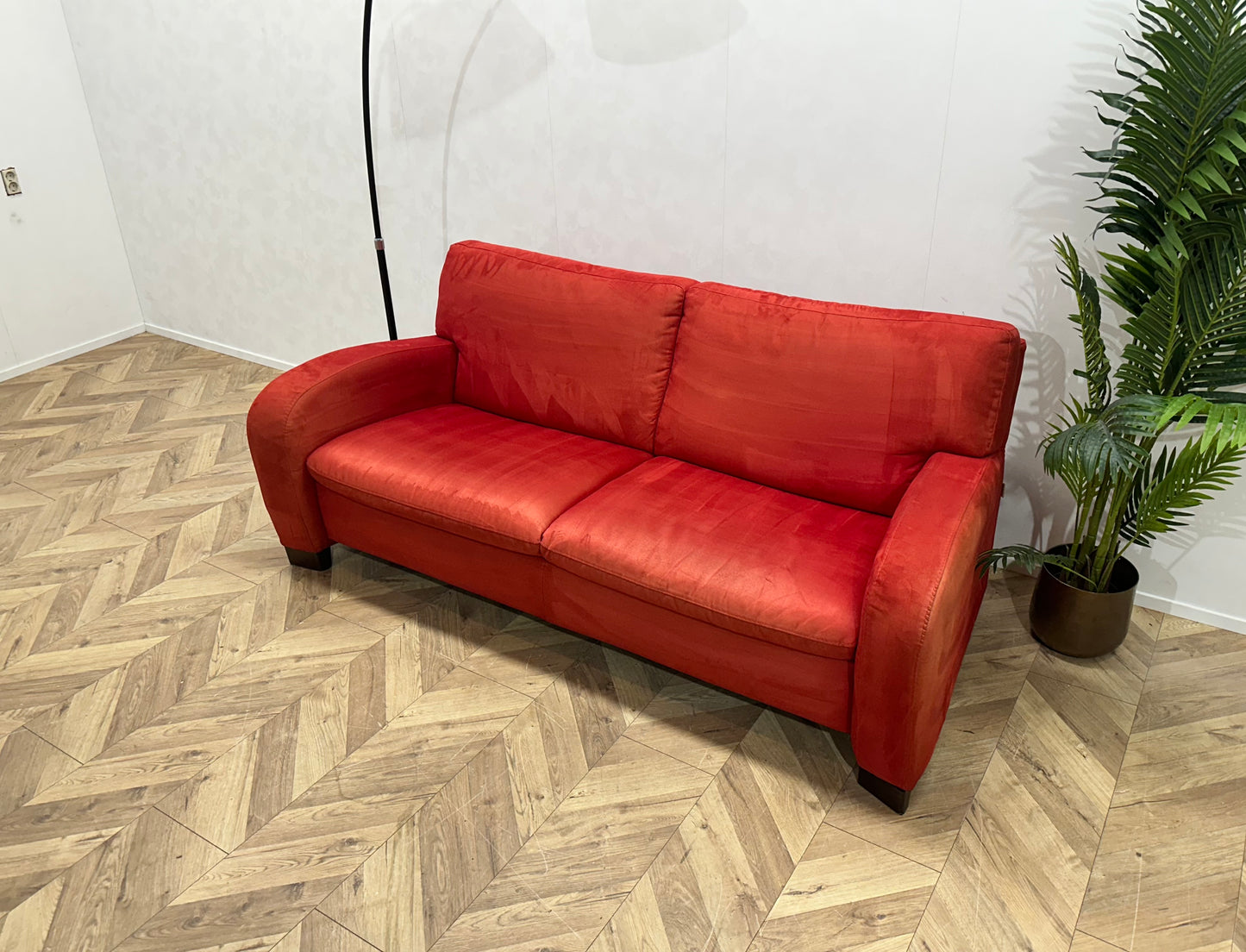Caliaitalia Rode Suède Stoffen 2.5-Zits Bank ~ Vaste Kussens