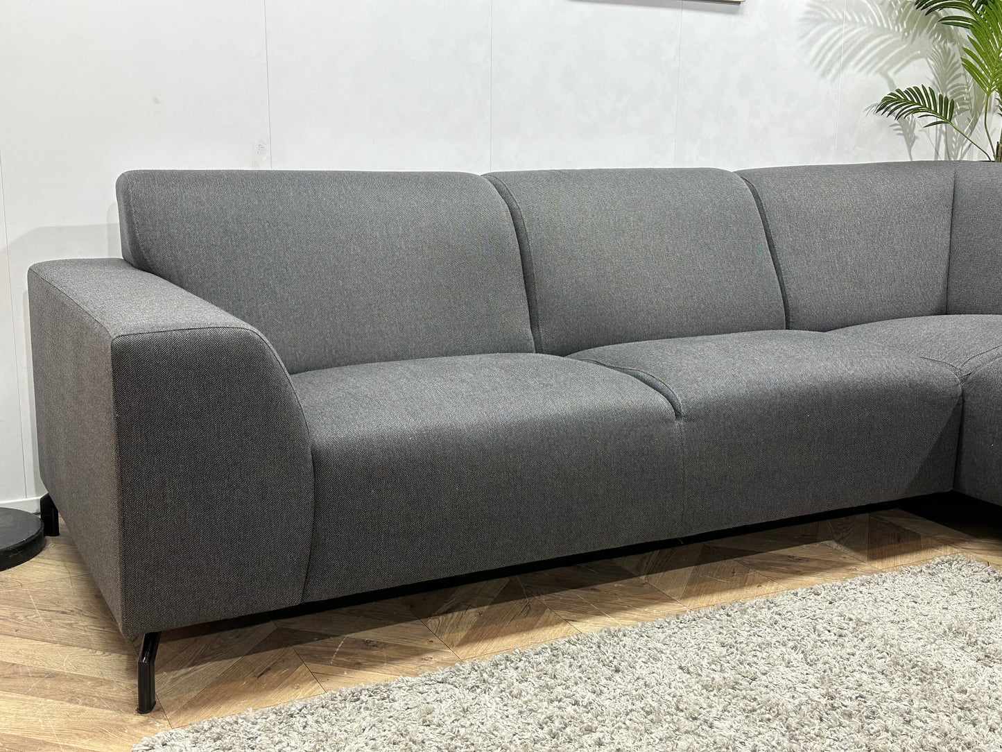 Antraciet Hoekbank ~ Vaste Kussens