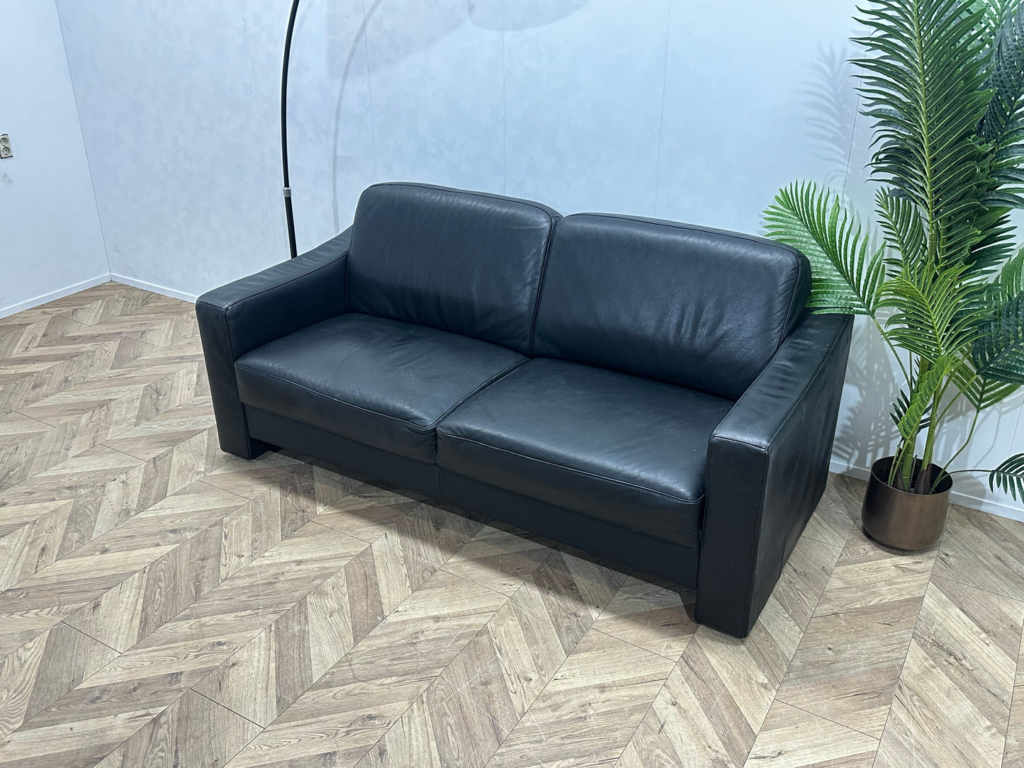 Zwart Echt Lederen 2.5-Zits Bank ~ Vaste Kussens