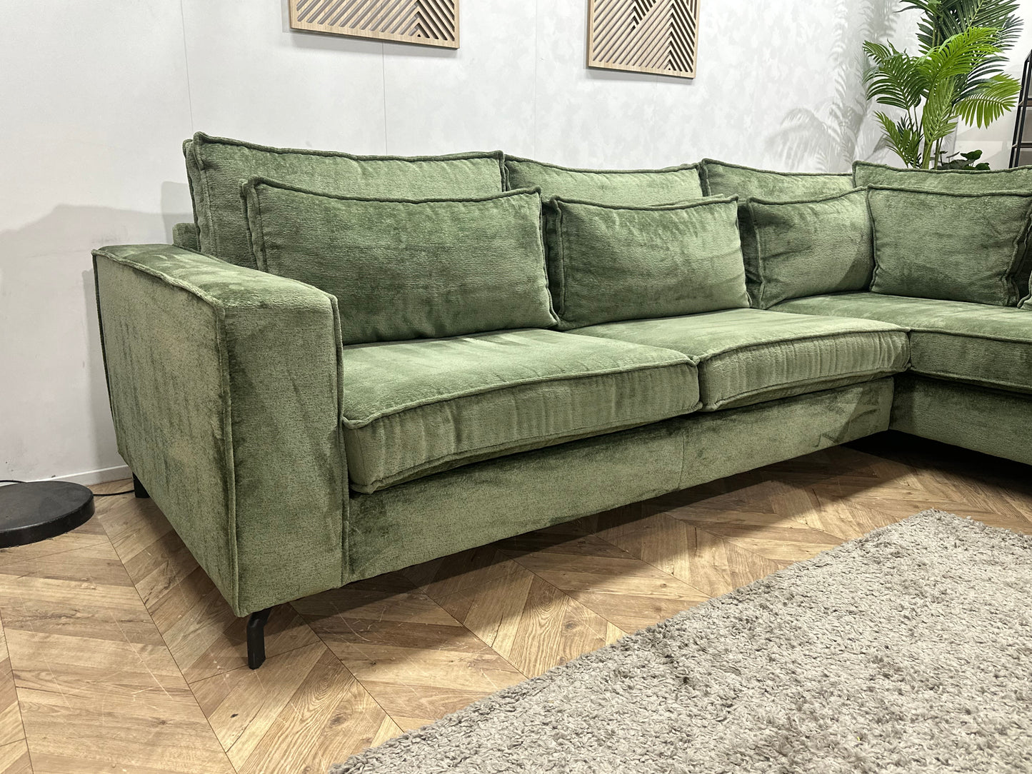 Groene Cremona Stoffen Hoekbank ~ Nieuwstaat