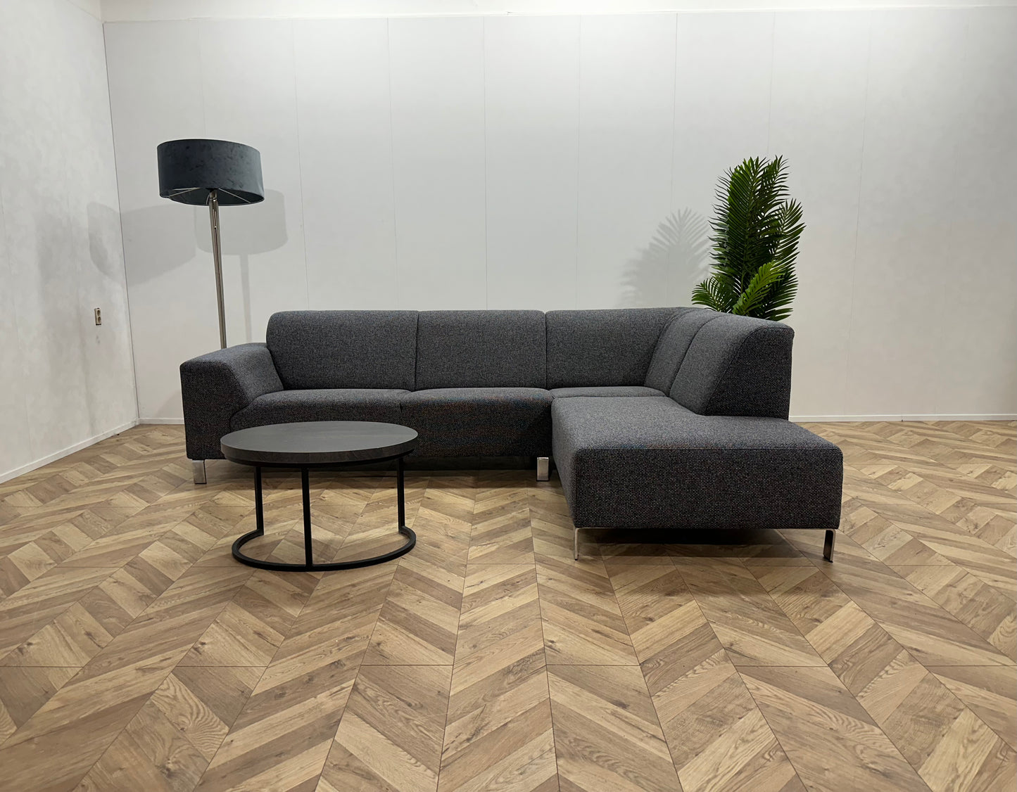 IN.HOUSE Antraciet Hoekbank ~ Vaste Kussens