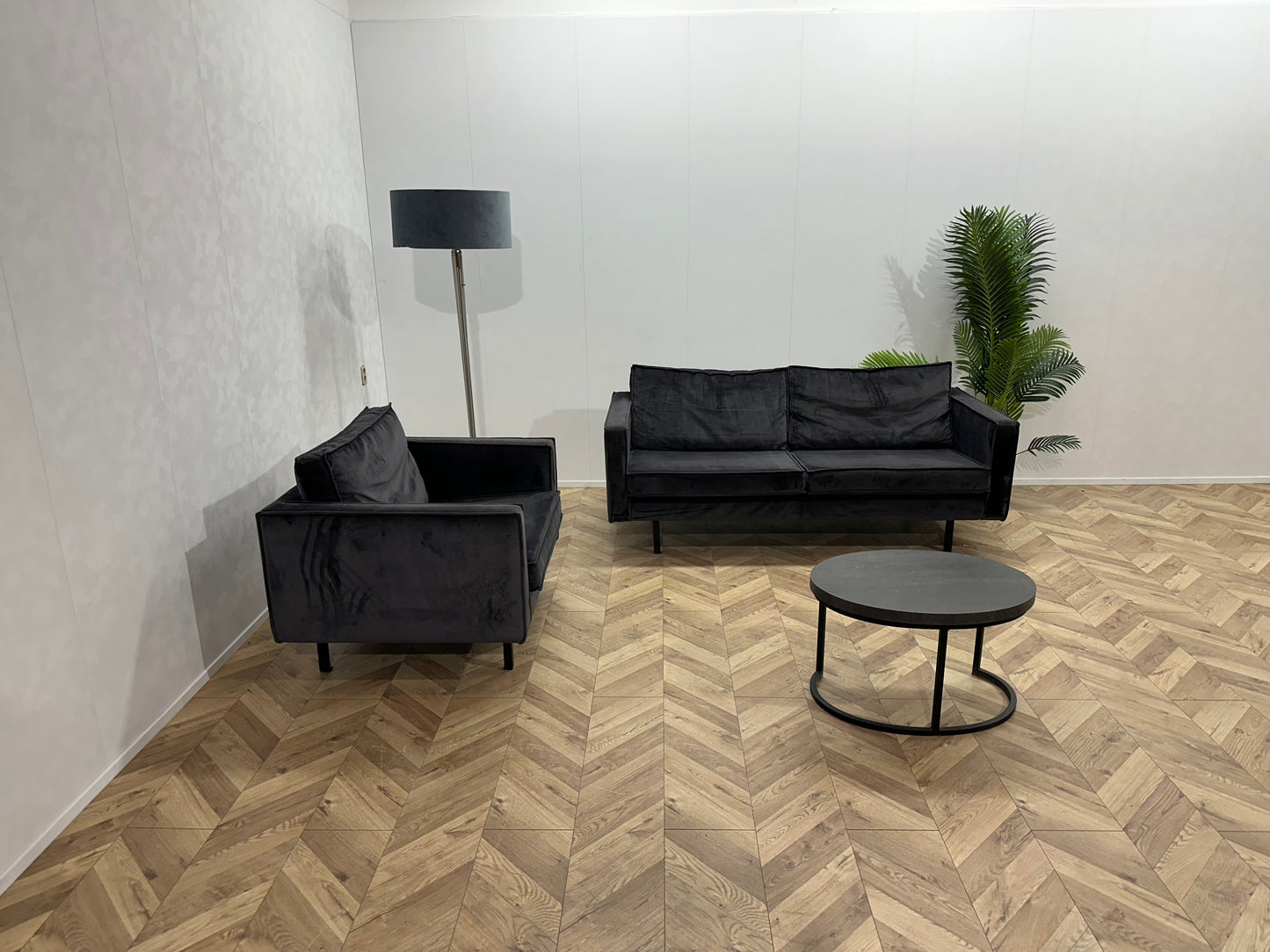 BePure Blauwe Velvet Banken Set ~ Losse Kussens Met Afneembare Hoezen