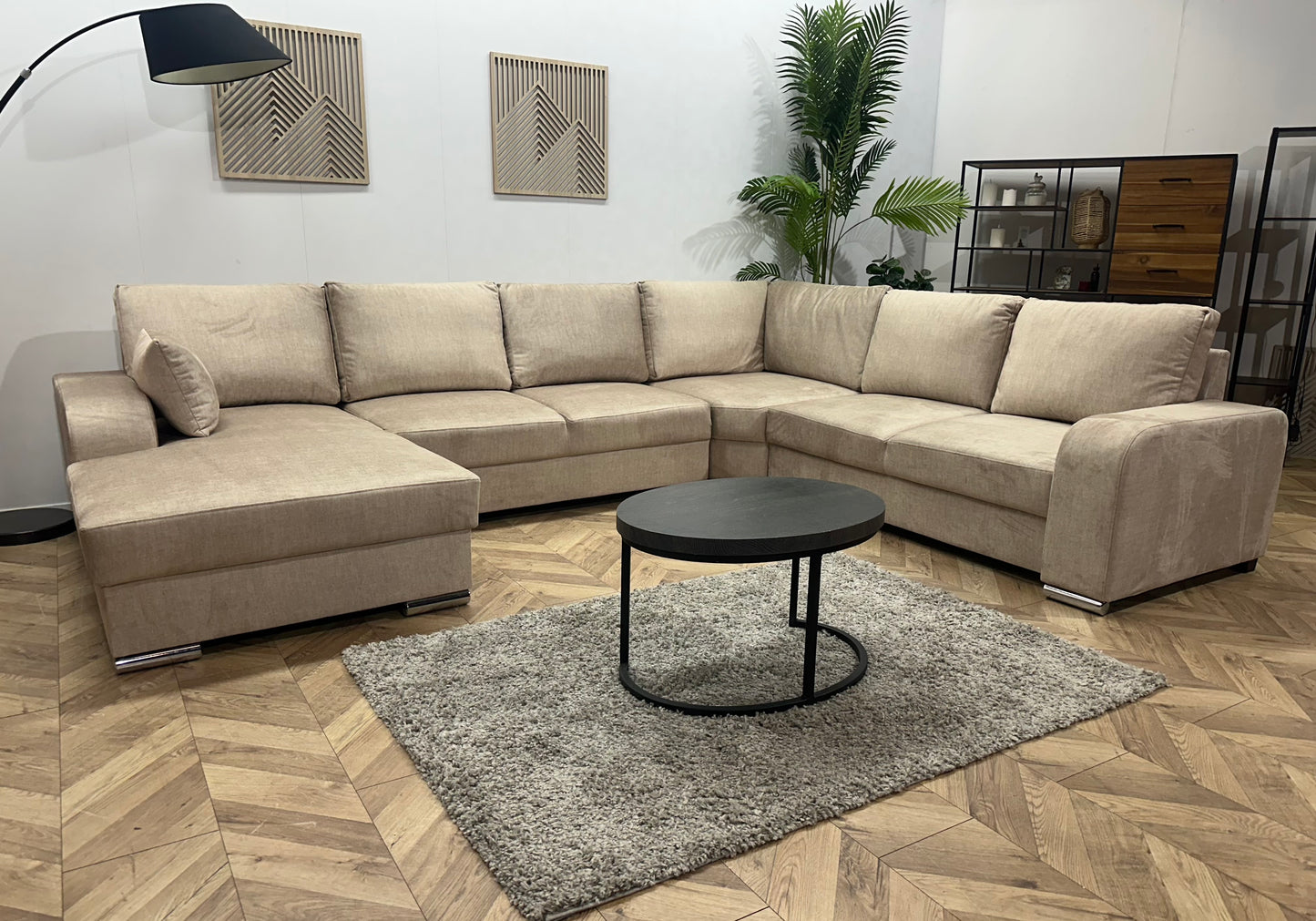 !Showroommodel! Beige Velvet U Bank