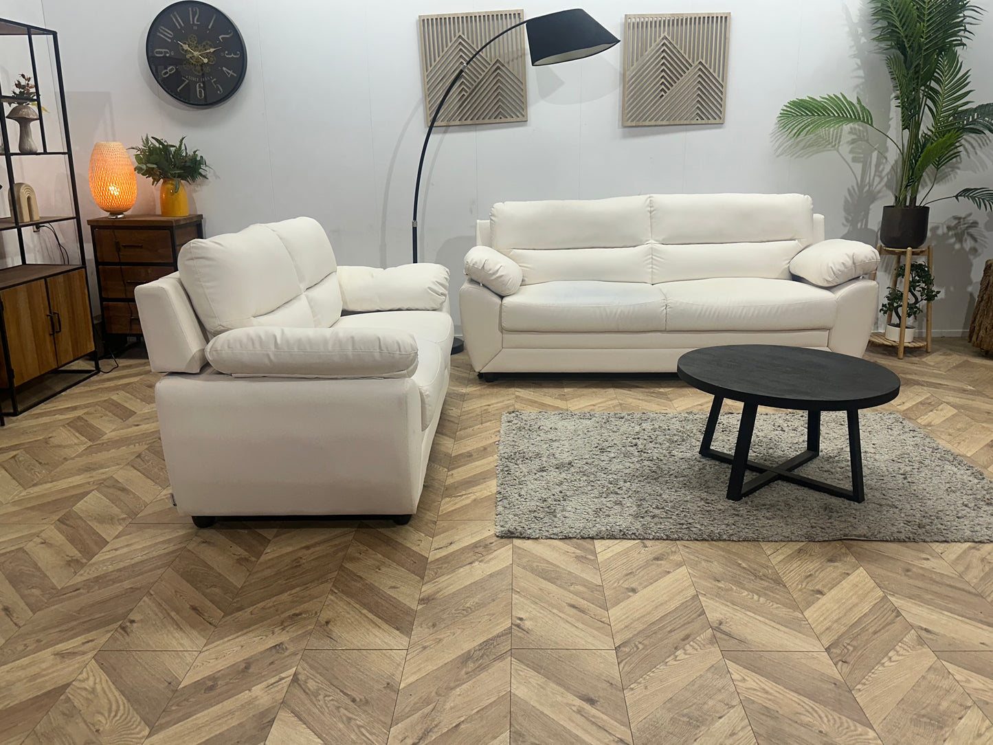 Witte Leather Look Banken Set ~ Inruilvoordeel