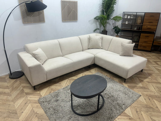 !Showroommodel! Crème Suède Stoffen Hoekbank