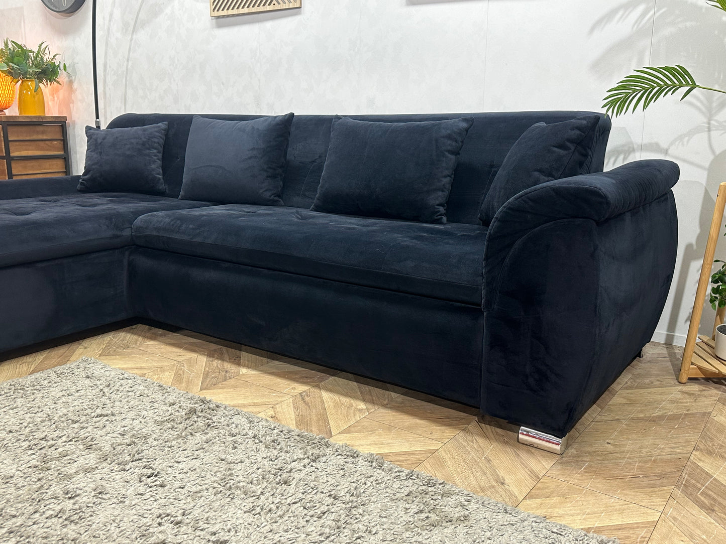 !Showroommodel! Zwarte Velvet Hoekbank ~ Slaapfunctie