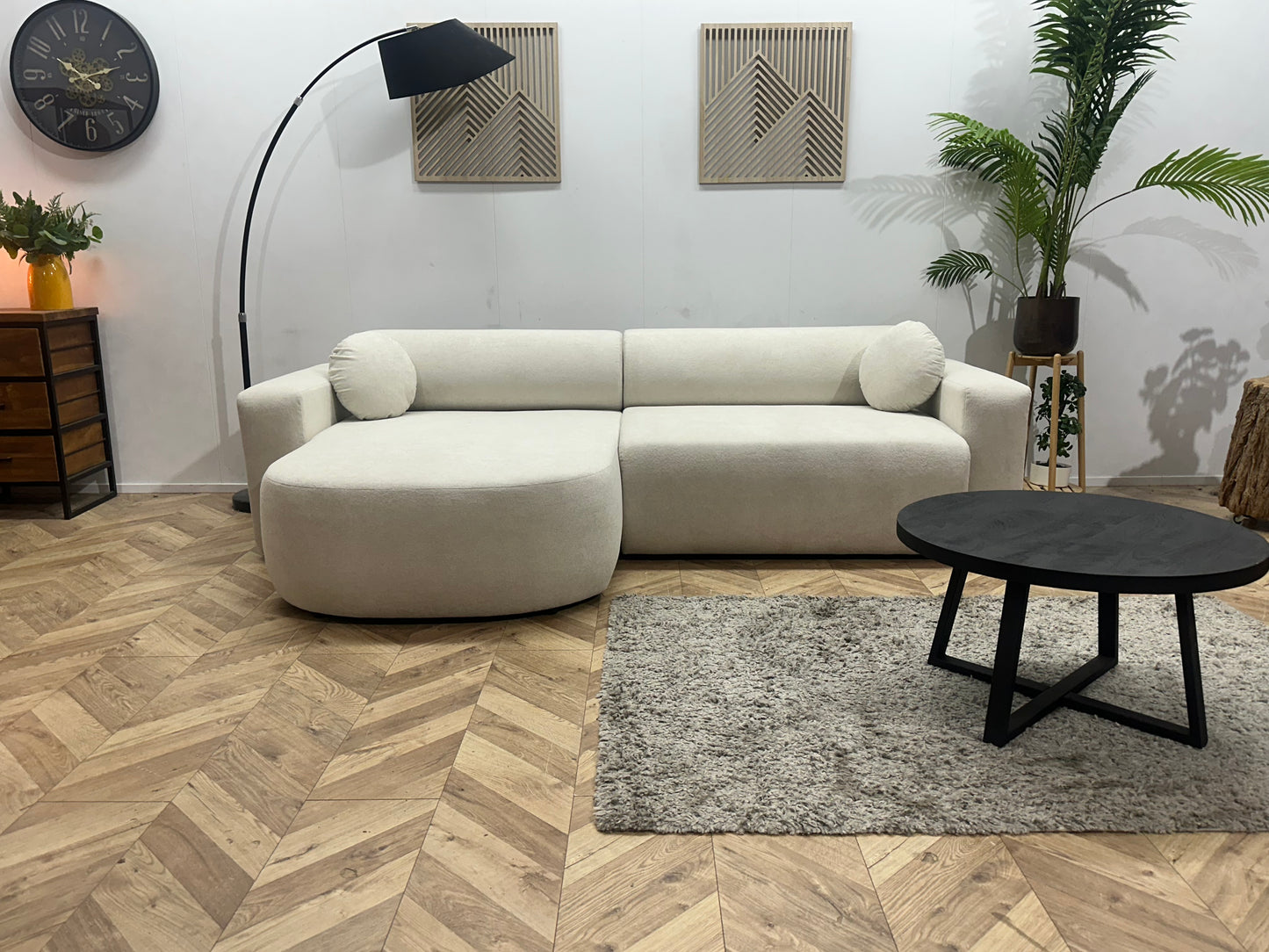 !Showroommodel! Witte Velvet Hoekbank ~ Slaapfunctie