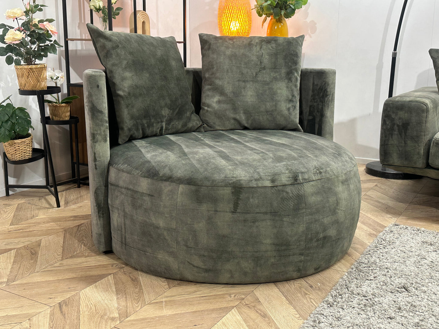 Passe Partout Groene Velvet Ruime Hoekbank Inc Fauteuil ~ Losse Kussens Met Afneembare Hoezen