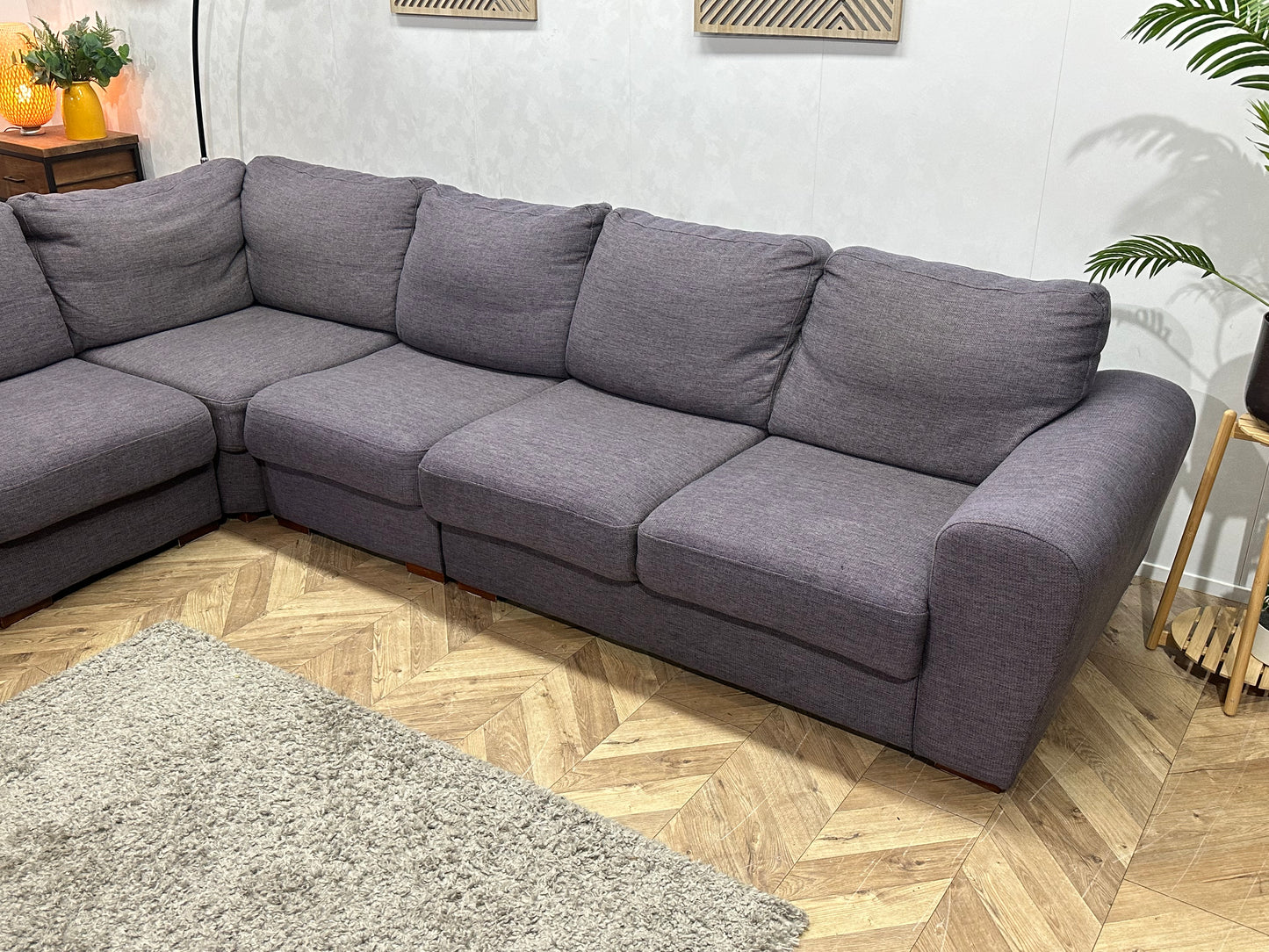 Grijze Hoekbank ~ Vaste Kussens