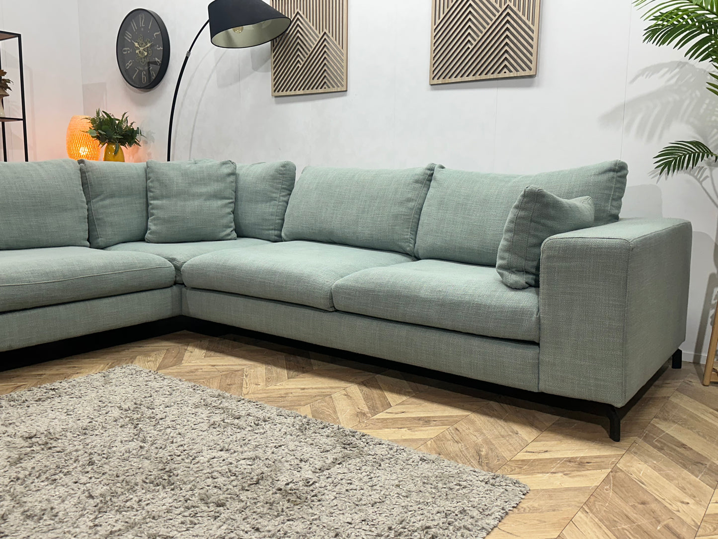 Licht Blauwe Hoekbank ~ Losse Kussens Met Afneembare Hoezen