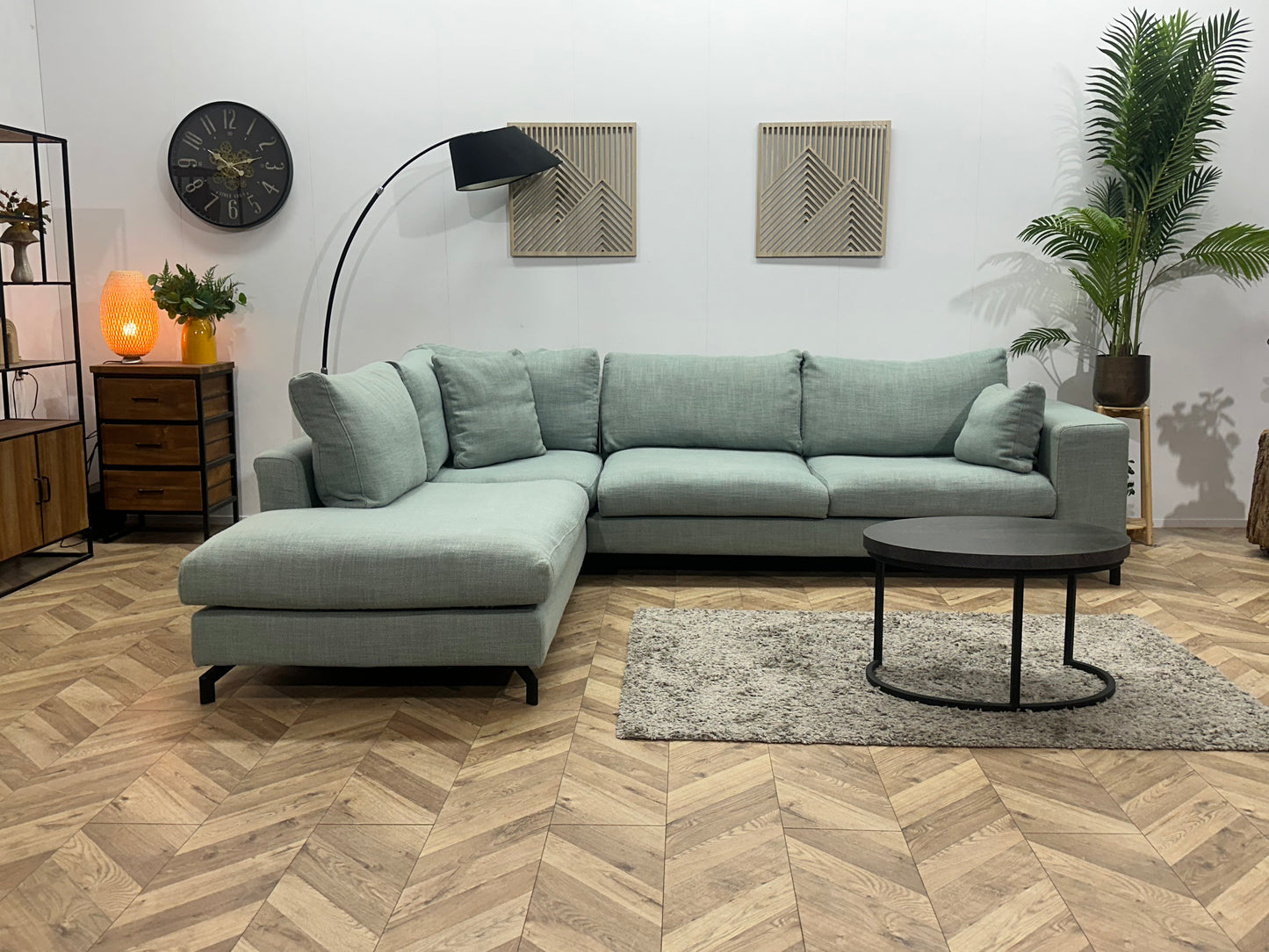 Licht Blauwe Hoekbank ~ Losse Kussens Met Afneembare Hoezen