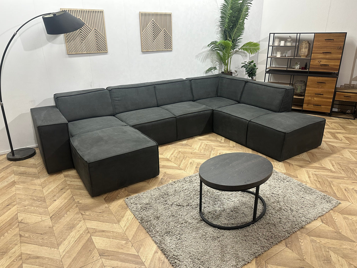 !Showroommodel! Antraciet Suède Stoffen U Bank