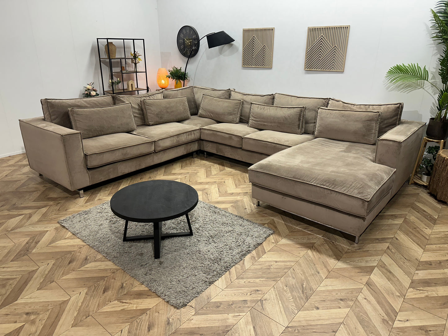 Licht Bruine Velvet U Bank ~ Losse Kussens Met Afneembare Hoezen