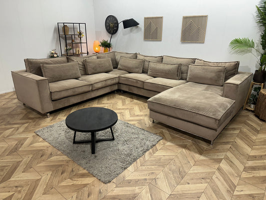 Licht Bruine Velvet U Bank ~ Losse Kussens Met Afneembare Hoezen