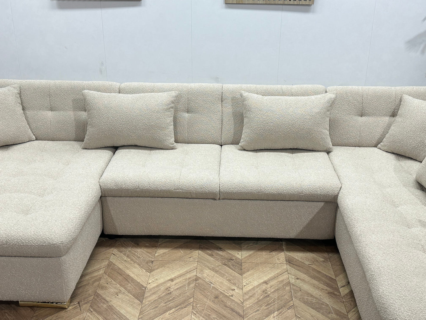 !Showroommodel! Witte/Crème Bouclé Stoffen Hoekbank