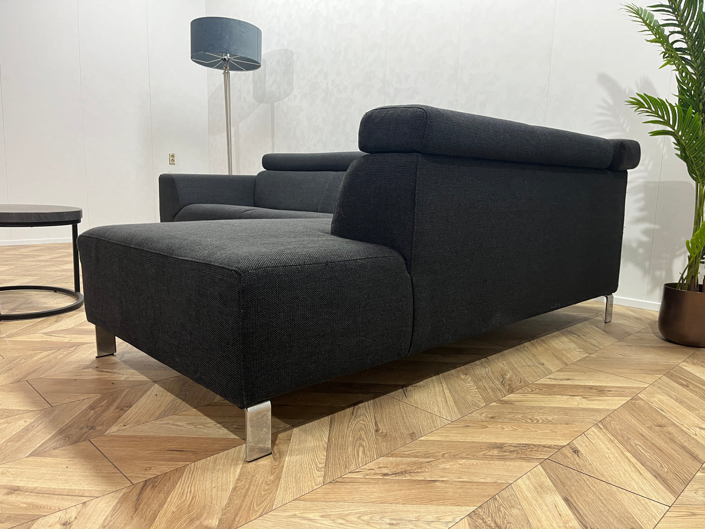 IN.HOUSE Zwarte Hoekbank ~ Verstelbare Hoofdsteunen