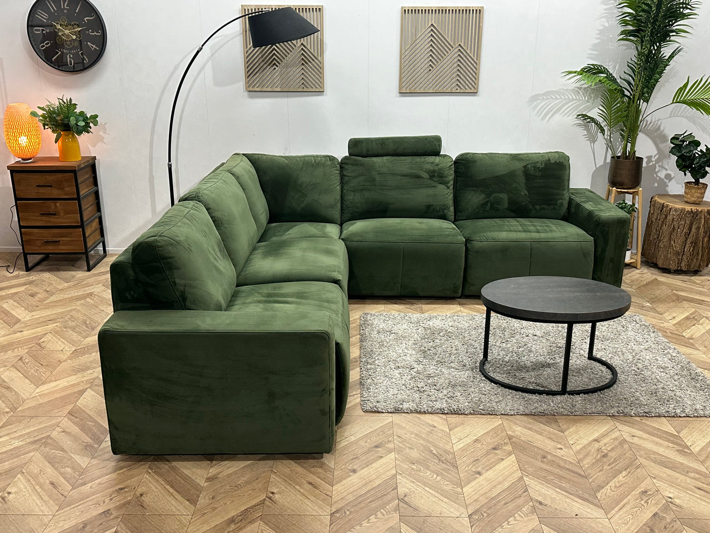 Groene Velvet Hoekbank ~ Nieuwstaat