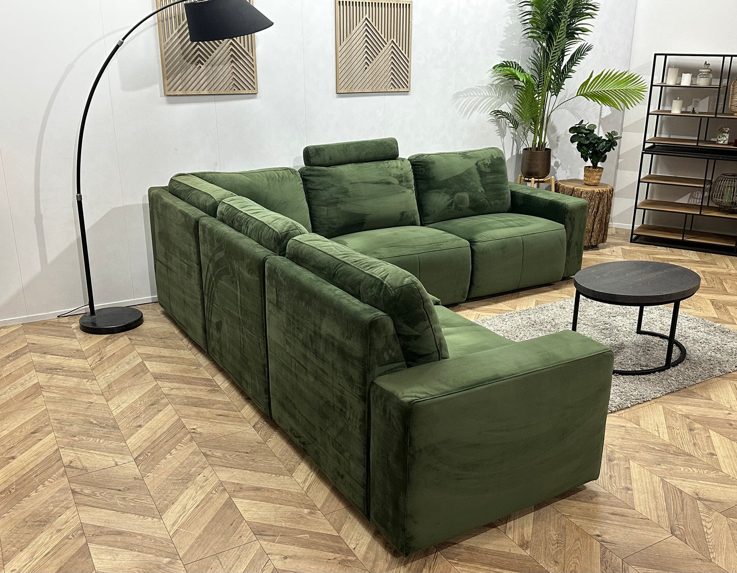 Groene Velvet Hoekbank ~ Nieuwstaat