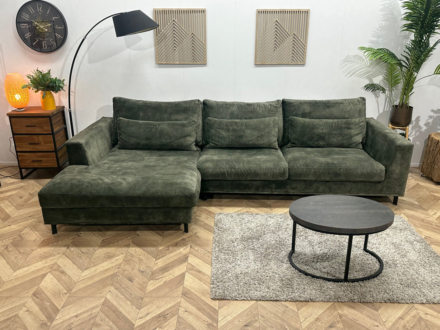 Room108 Donker Groene Velvet Hoekbank ~ Nieuwstaat